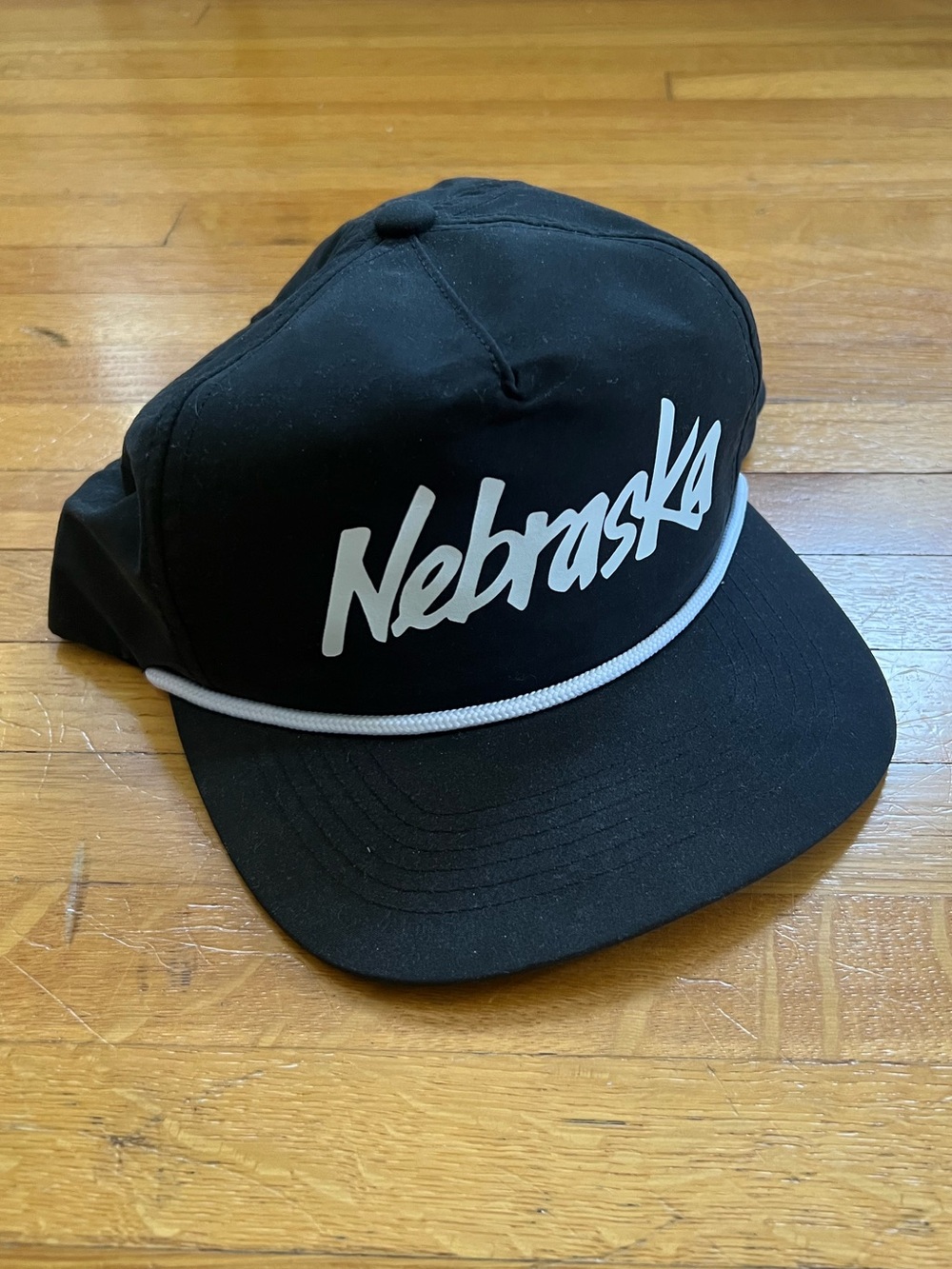 Nebraska Script Hat Omaha Screen Co - Black and White